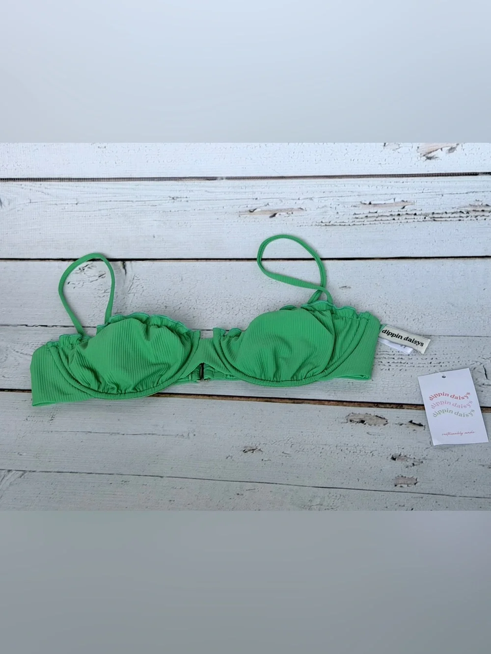 NWT Dippin' Daisy's Green Ribbed Ines Underwire Bikini Top - TOP ONLY